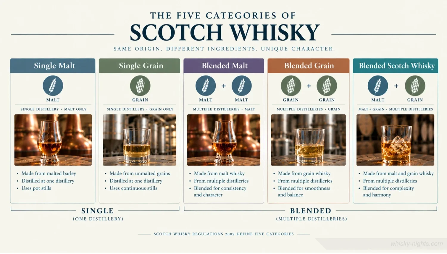The Five Categories of Scotch Whisky